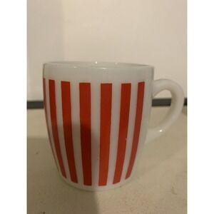 Vintage‎ HAZEL ATLAS *RED CANDY STRIPE* Milk Glass Coffee Mug